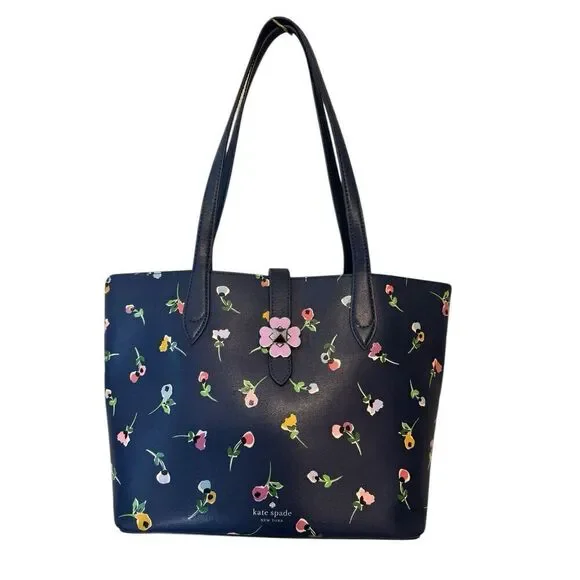 Kate Spade Kaci Navy/Purple Floral Ditsy Medium Tote Purse SOLD OUT! - Picture 6 of 9